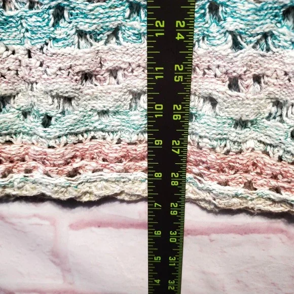 Free People Boho Twee Pastel Ring of Roses Sweater Crochet Open Weave Womens L - Picture 7 of 9